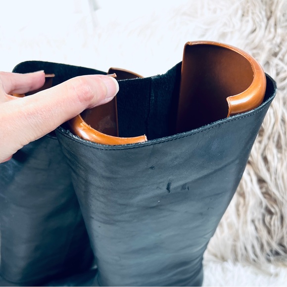 Vintage Boho Biker CHIC Black Riding Back Seam Leather Calf Boots sz 7M - Picture 6 of 12